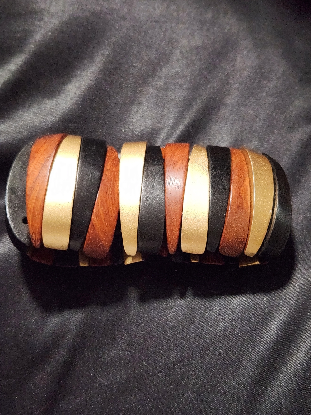 Women's Black, Brown & Gold Layered Bracelet